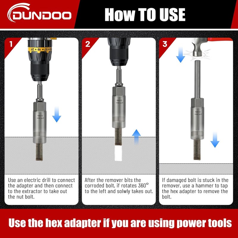 DUDDOO 11pcs Bolt Extractor Kit, Stripped Bolt Extractor Set, Deep Long Easy Out Set, Lug Nut Remover Socket Tool for Studs, Damaged, Frozen, Rusted, Rounded-Off Bolts, Nuts - Image 4